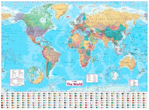 Collins World Wall Paper Map by Collins Maps | Waterstones