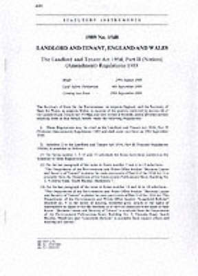 The Landlord and Tenant Act 1954, Part II (Notices) (Amendment) Regulations 1989 - Statutory Instruments 1989 1548 (Paperback)
