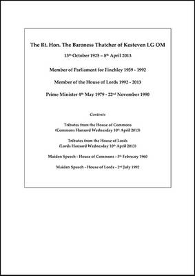 Baroness Thatcher commemorative boxed set (Paperback)