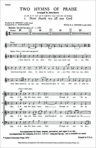 Now Thank We All Our God: Now thank we all our God Chorus Score No. 1 (Sheet music)