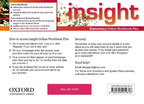 insight: Elementary: Online Workbook Plus - Card with Access Code - insight