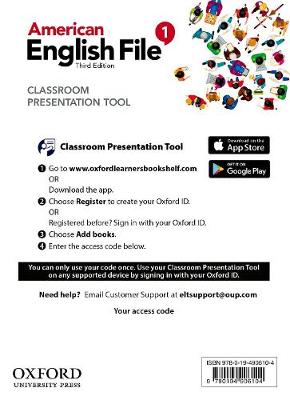 American English File: Level 1: Classroom Presentation Tool Access Card: Deliver heads-up lessons - American English File