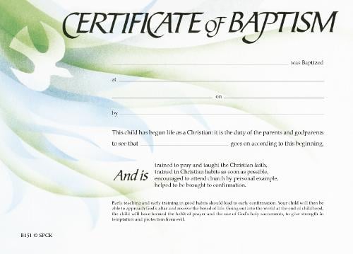 Certificate of Baptism | Waterstones