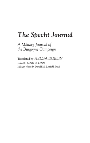 The Specht Journal: A Military Journal of the Burgoyne Campaign (Hardback)