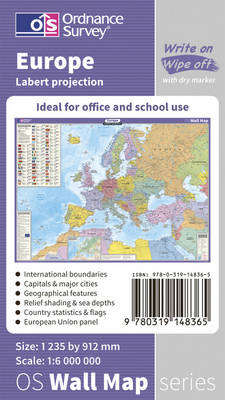 Europe Wall Map - OS Wall Map Sheet 3 (Sheet map, flat)
