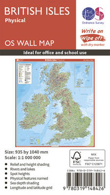 British Isles Physical - OS Wall Map (Sheet map, rolled)