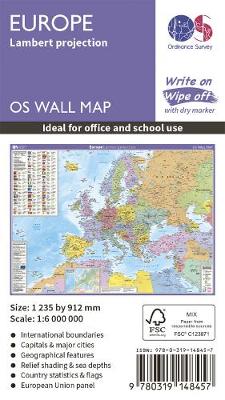 Europe: Lambert projection - OS Wall Map (Sheet map, rolled)