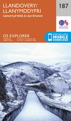 Llandovery, Llanwrtyd Wells and Llyn Brianne - OS Explorer Map 187 (Sheet map, folded)