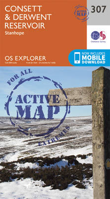 Consett and Derwent Reservoir - OS Explorer Active Map 307 (Sheet map, folded)