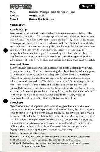 Literacy World Comets Stage 2: Auntie Madge and Other Aliens Guided Reading Card Framework - LITERACY WORLD COMETS