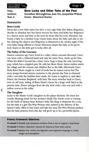 Literacy World Comets Stage 2: Born Lucky and Other Tales Guided Reading Card Framework Ed - LITERACY WORLD COMETS