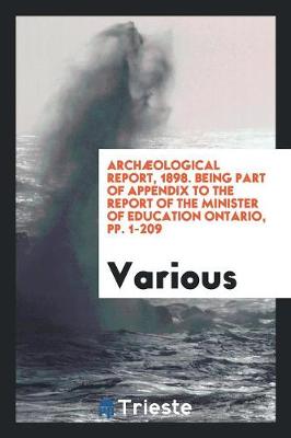 Arch ological Report, 1898. Being Part of Appendix to the Report of the Minister of Education Ontario, Pp. 1-209 (Paperback)