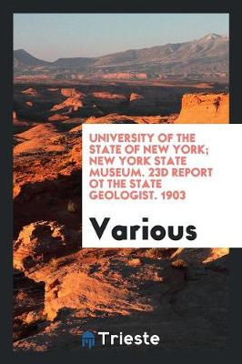 University of the State of New York; New York State Museum. 23d Report OT the State Geologist. 1903 (Paperback)