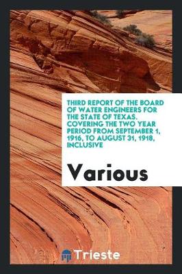 Third Report of the Board of Water Engineers for the State of Texas. Covering the Two Year Period from September 1, 1916, to August 31, 1918, Inclusive (Paperback)