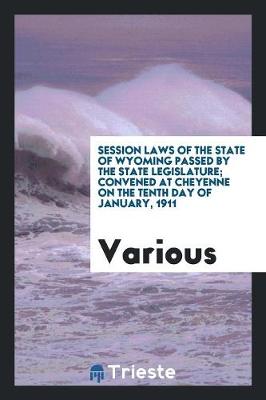 Session Laws of the State of Wyoming Passed by the State Legislature; Convened at Cheyenne on the Tenth Day of January, 1911 (Paperback)