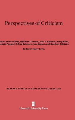 Perspectives of Criticism - Harvard Studies in Comparative Literature (Hardcover) 20 (Hardback)