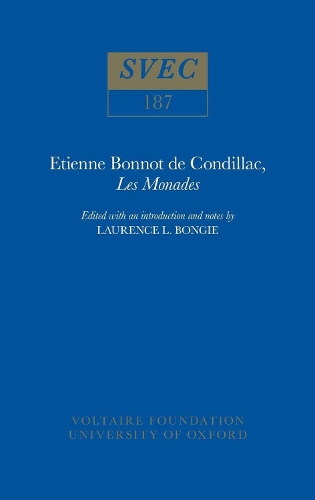 Etienne Bonnot de Condillac, 'Les Monades' 1980 - Oxford University Studies in the Enlightenment 187 (Hardback)