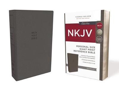 NKJV, Reference Bible, Personal Size Giant Print, Leathersoft, Gray, Red Letter Edition, Comfort Print: Holy Bible, New King James Version (Leather / fine binding)