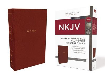 NKJV, Deluxe Reference Bible, Personal Size Giant Print, Leathersoft, Red, Red Letter Edition, Comfort Print (Leather / fine binding)
