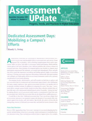 Assessment Update: Progress, Trends, and Practices in Higher Education, Volume 13, Number 6, 2001 (A U-Bimonthly Newsletter) (Paperback)