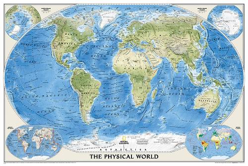 World Physical, Enlarged & Laminated: Wall Maps World (Sheet map)