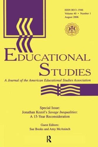 Guest Editor'S Introduction Es V40#1: J.KOZOL'S SAVAGE INEQUALAIT. (Paperback)