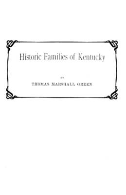 Historic Families of Kentucky (Paperback)