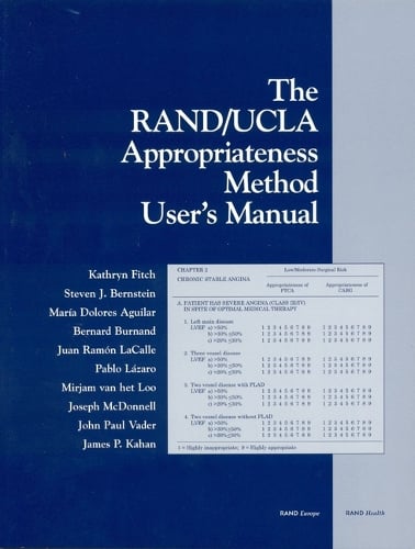 The Rand/Ucla Appropriateness Method User's Manual (Paperback)
