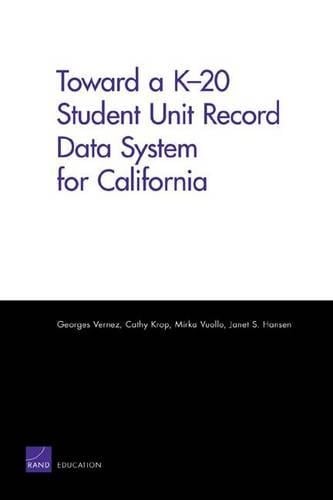 Toward a K-20 Student Unit Record Data System for California (Paperback)