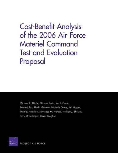 Cost-benefit Analysis of the 2006 Air Force Materiel Command Test and Evaluation Proposal (Paperback)