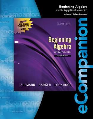 eCompanion for Aufmann Lockwood s Beginning Algebra 1st Paperback