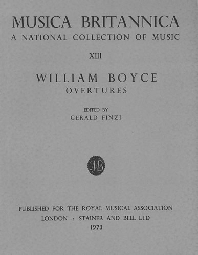 Musica Britannica: Boyce - Overtures v. 13 (Paperback)