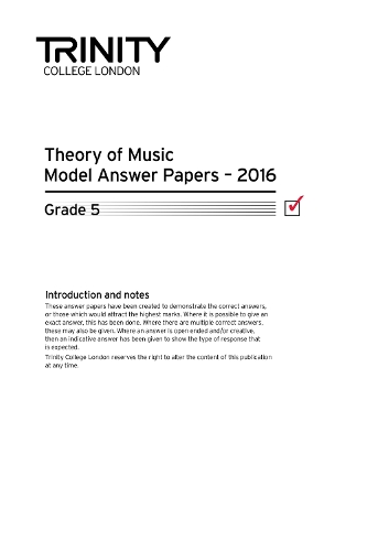 Theory of Music Model Answer Papers 2016 - Grade 5 - Trinity Theory Model Answer Papers (Paperback)