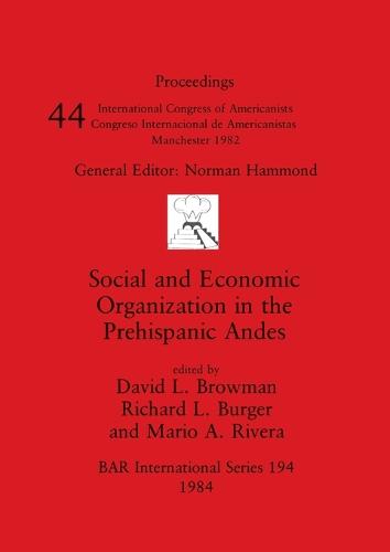 Social and Economic Organization in the Prehispanic Andes - British Archaeological Reports International Series (Paperback)