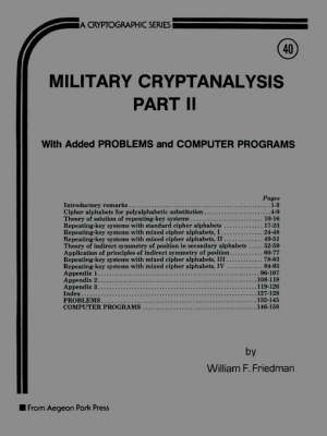 Military Cryptanalysis: Vol 2 (Paperback)