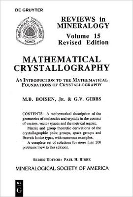 Mathematical Crystallography - Reviews in Mineralogy & Geochemistry 15 (Paperback)