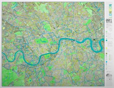 London Wall Map with Cycle Routes: Aqua/champagne/apple Version 1 (Sheet map)