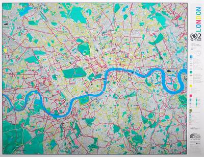 London Wall Map with Cycle Routes: Emerald/silver/blue Version 2: Magnetic - Plastic Coated Print with Magnetic Backing (magnets & Hanging Strips Supplied) (Sheet map)