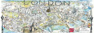 Hand-drawn Map of London: London Panorama (Sheet map, rolled)