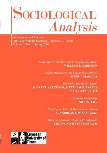 Sociological Analysis: 2009 (Issue 1) (Paperback)