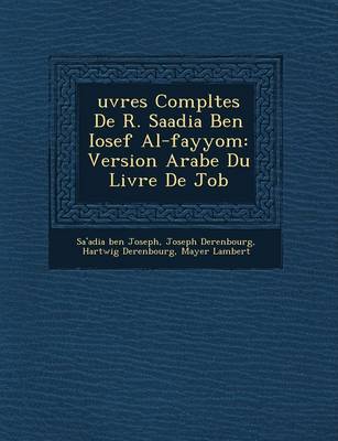 Uvres Completes de R. Saadia Ben Iosef Al-Fayyo M: Version Arabe Du Livre de Job (Paperback)