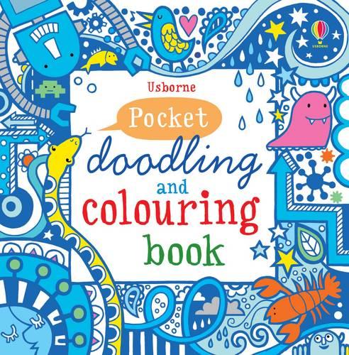 Blue Pocket Doodling & Colouring Book - Usborne Drawing, Doodling and Colouring (Paperback)