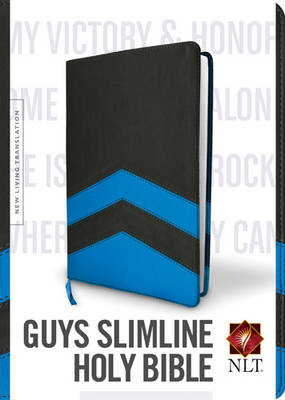 NLT Guys Slimline Bible Tutone Black/Blue Chevrons (Leather / fine binding)