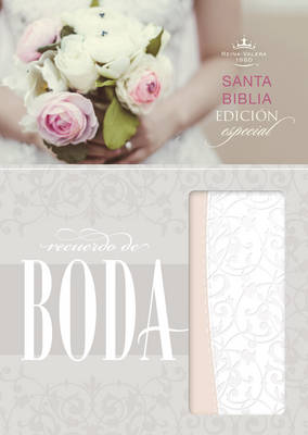 RVR 1960 Biblia Recuerdo de Boda, filigrana blanca/rosa palo simil piel (Leather / fine binding)