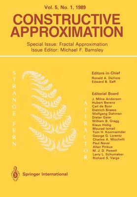 Constructive Approximation: Special Issue: Fractal Approximation - Constructive Approximation (Paperback)
