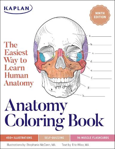 Anatomy Coloring Book with 450+ Realistic Medical Illustrations with Quizzes for Each + 96 Perforated Flashcards of Muscle Origin, Insertion, Action, and Innervation - Kaplan Test Prep (Paperback)