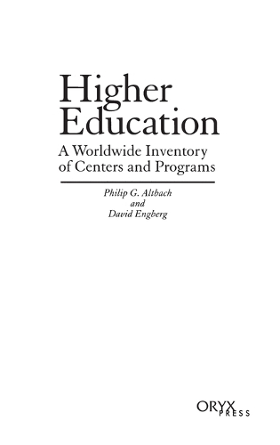 Higher Education: A Worldwide Inventory of Centers and Programs (Hardback)