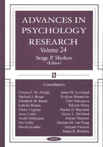 Advances in Psychology Research: Volume 24 (Paperback)