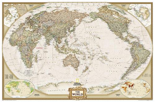 World Executive, Pacific Centered, Enlarged & Tubed: Wall Maps World (Sheet map, rolled)