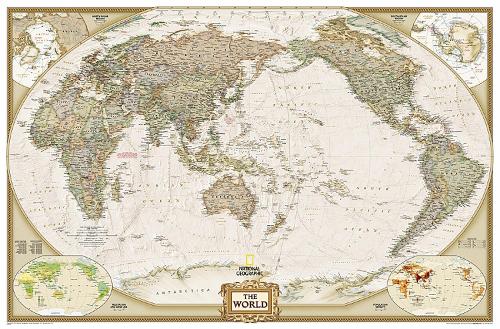 World Executive, Pacific Centered, Enlarged &, Laminated: Wall Maps World (Sheet map)